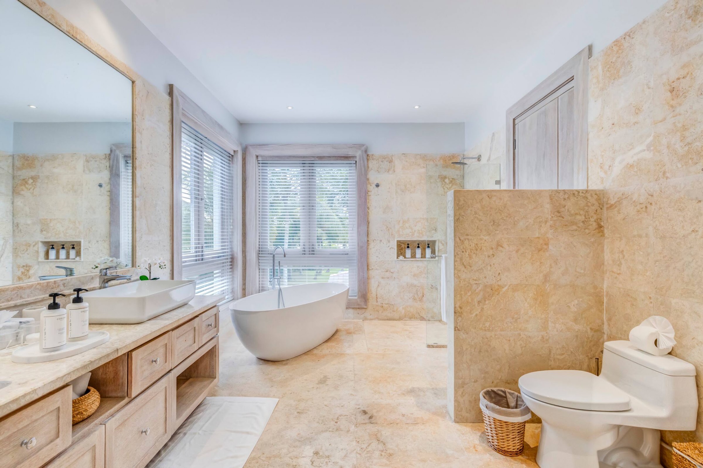 Ensuite bathroom with freestanding bath